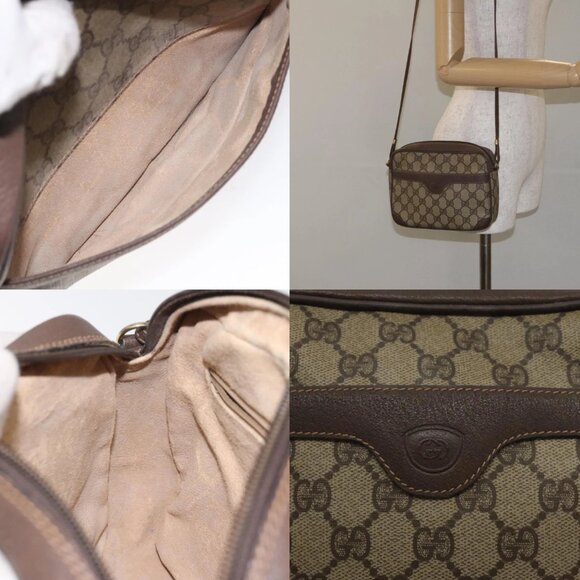 GUCCI GG Supreme Shoulder Bag PVC Beige Gold Auth - Picture 14 of 15